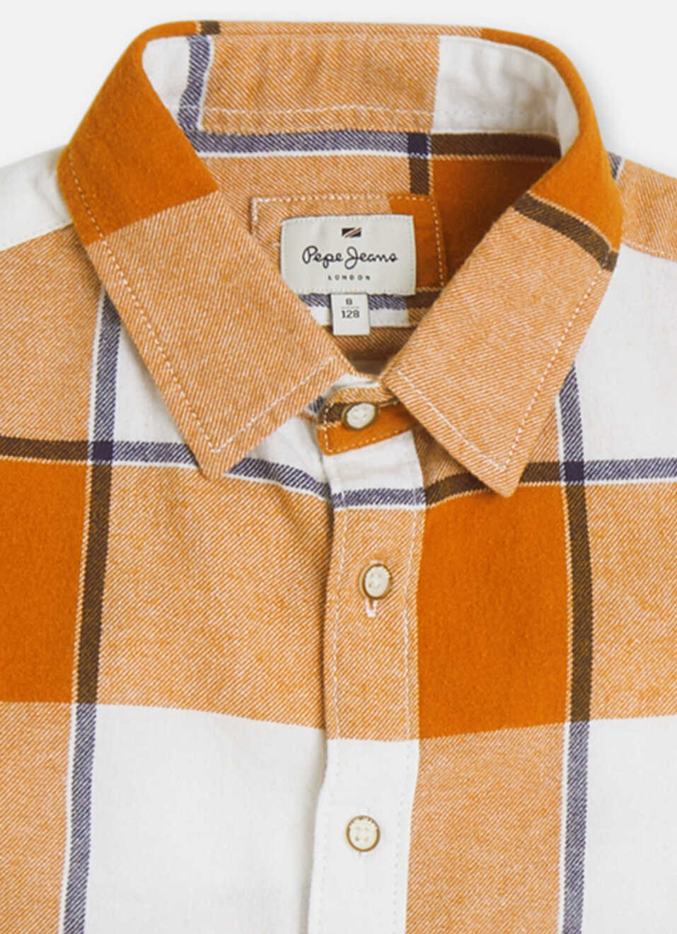 Boys Orange Check Full Sleeve Shirt, , large image number 2