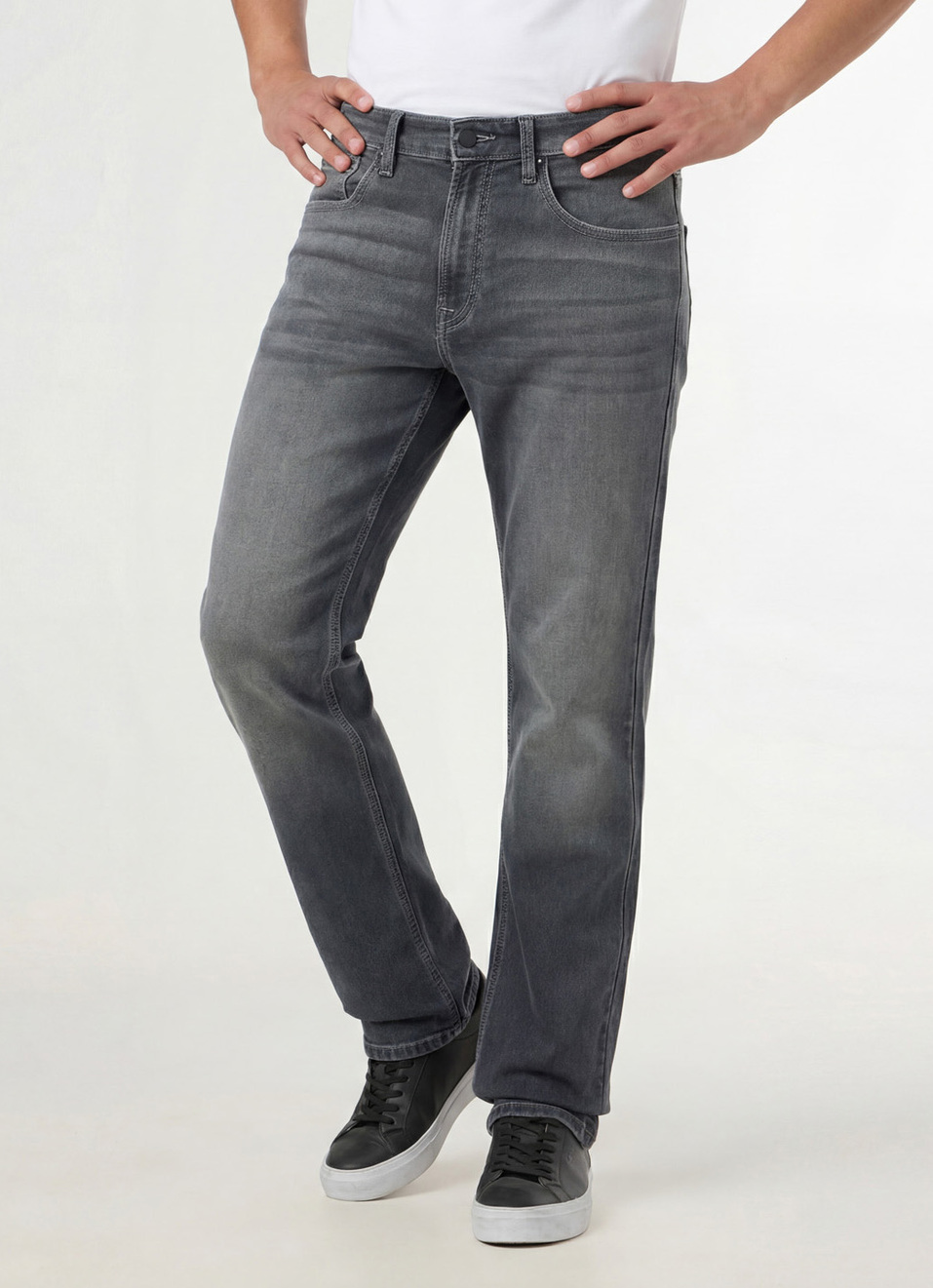 Men Grey Mid Rise Straight Fit Jeans, , large image number 0