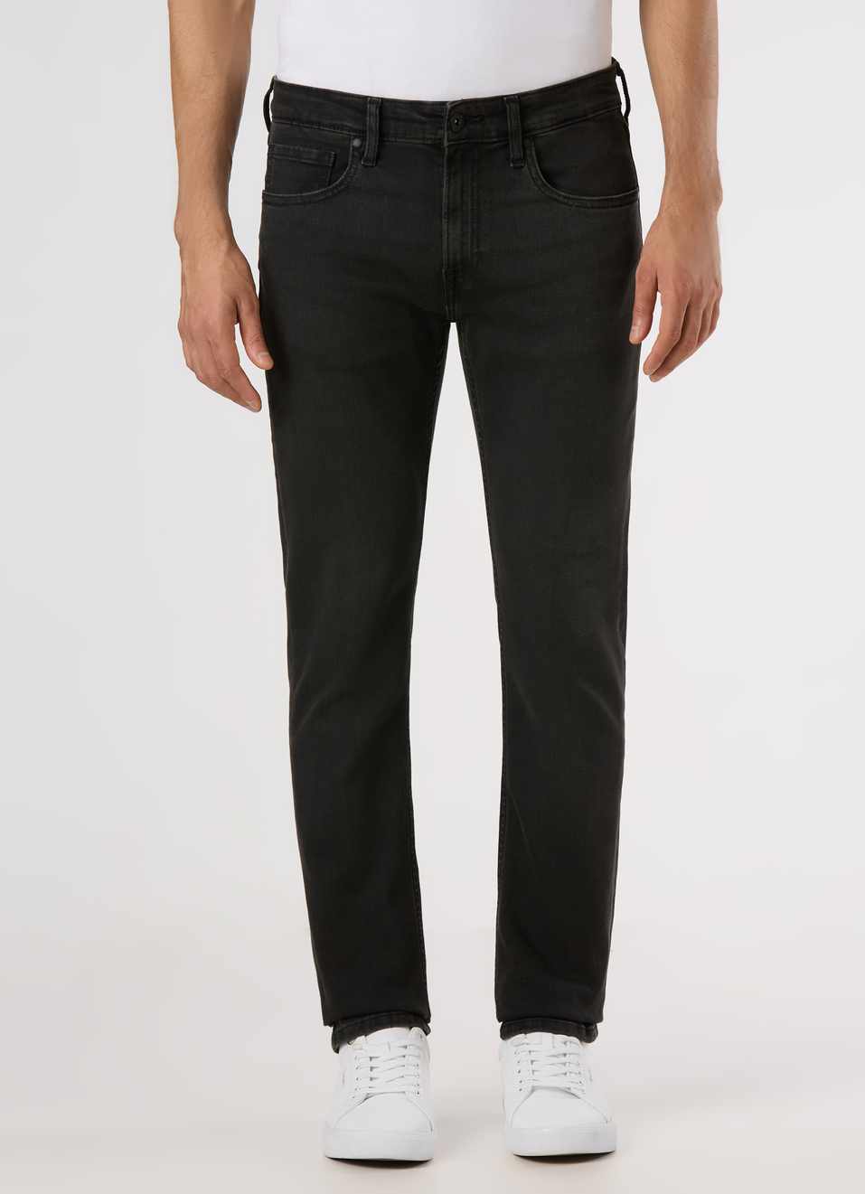 Men Black Mid Rise Slim Fit Stretchable Jeans, , large image number 1