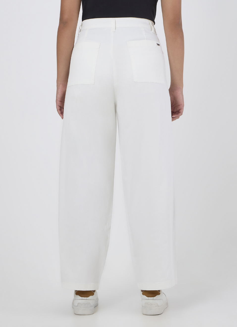 Women Off White Mid Rise Tapered Pants, , large image number 2