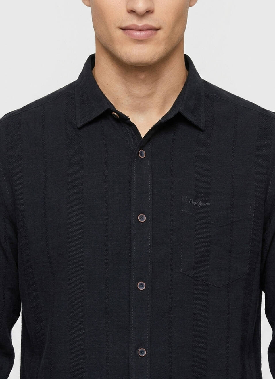 Men Grey Striped Dobby Long Sleeve Shirt, , large image number 4