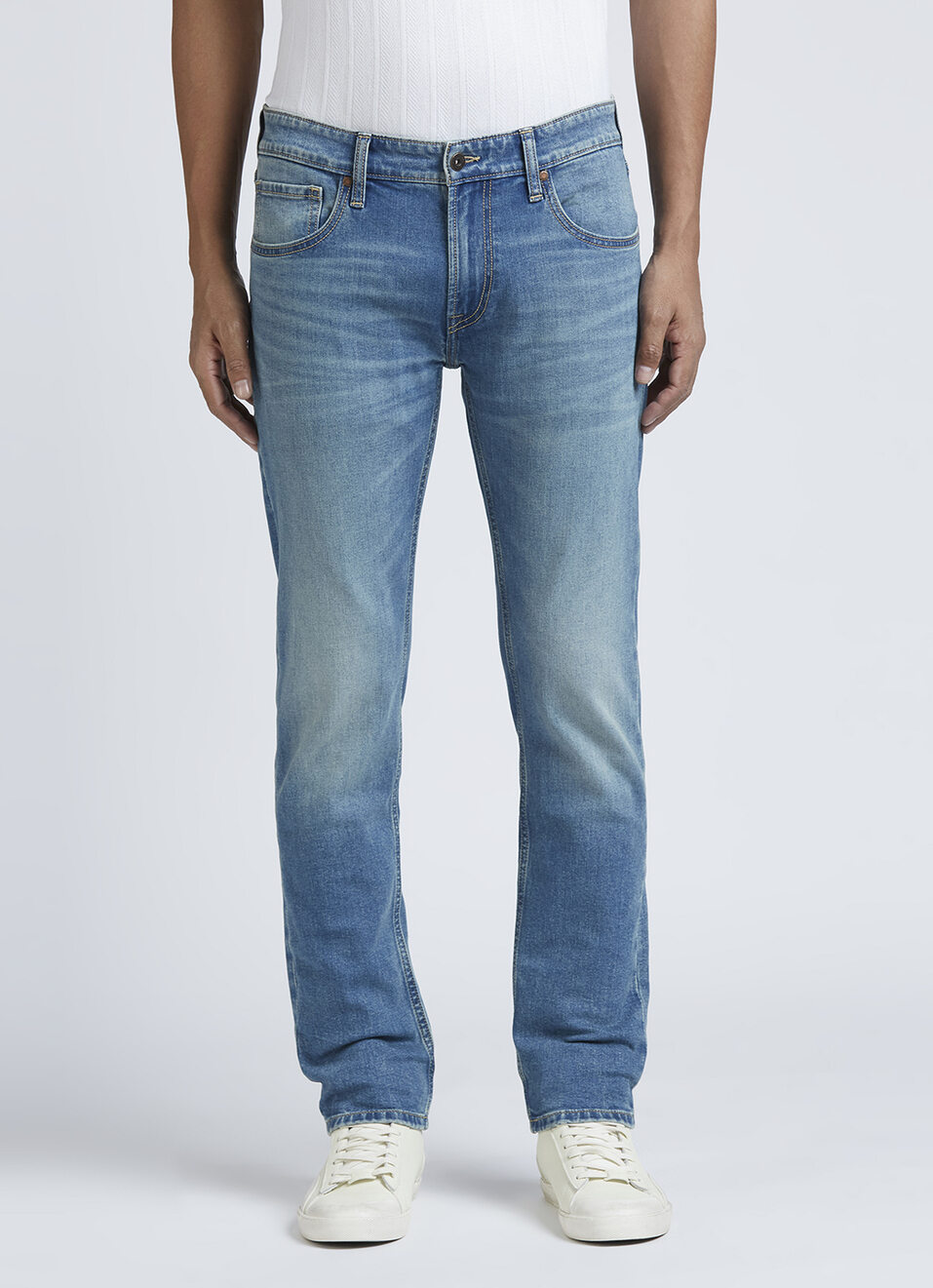 Danial Blue Low Rise Tapered Jeans, , large image number 6