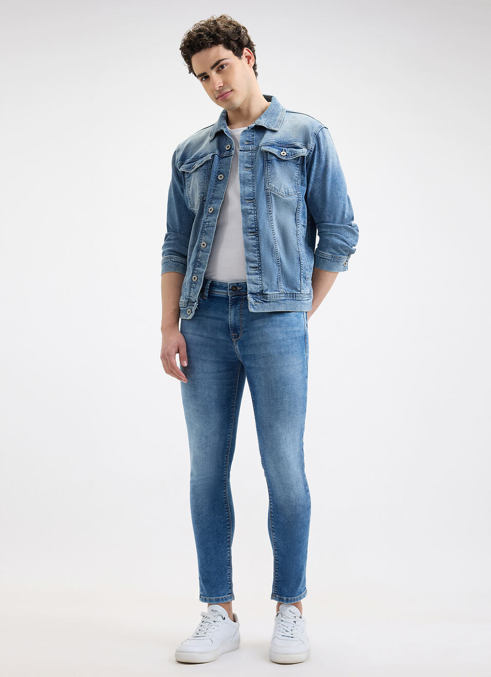 Men Blue Skinny Fit Mid Rise Jogger Like Jeans, , large image number 1