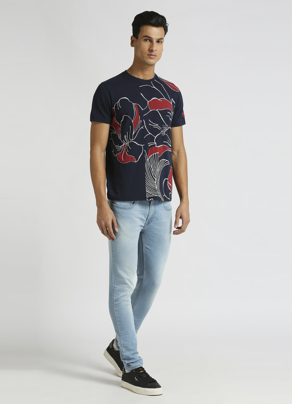 Navy Graphic Print Short Sleeve T-shirt, , large image number 3