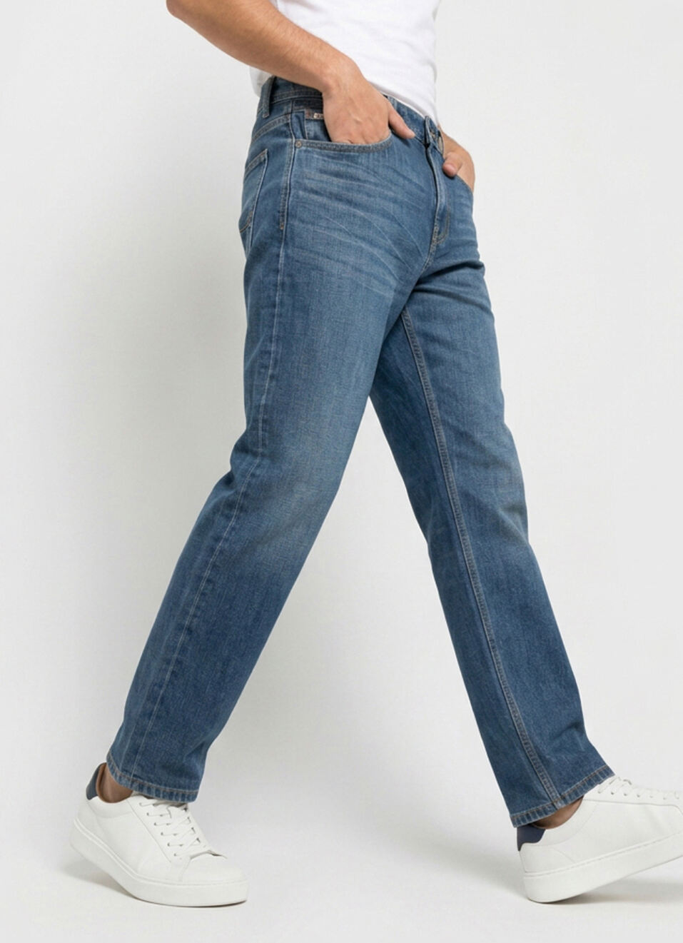 Men Blue Baggy Fit Mid Rise Jeans, , large image number 0