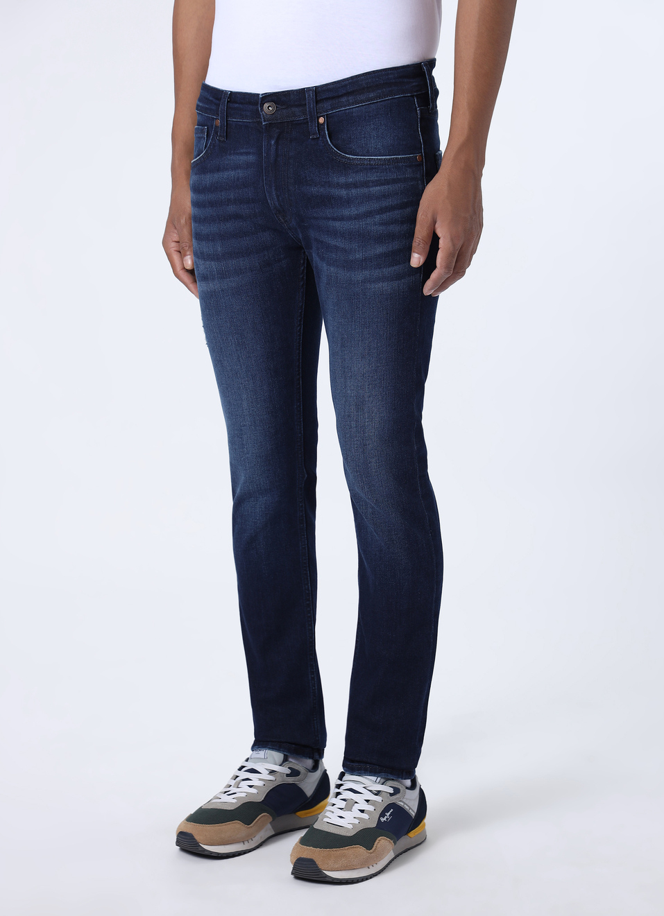 Men Dark Blue Mid Rise Slim Fit Stretchable Jeans, , large image number 3