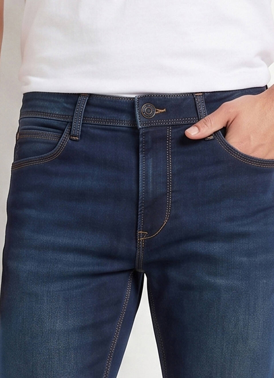 Men Blue Straight Fit Mid Rise Stretchable Jeans, , large image number 4