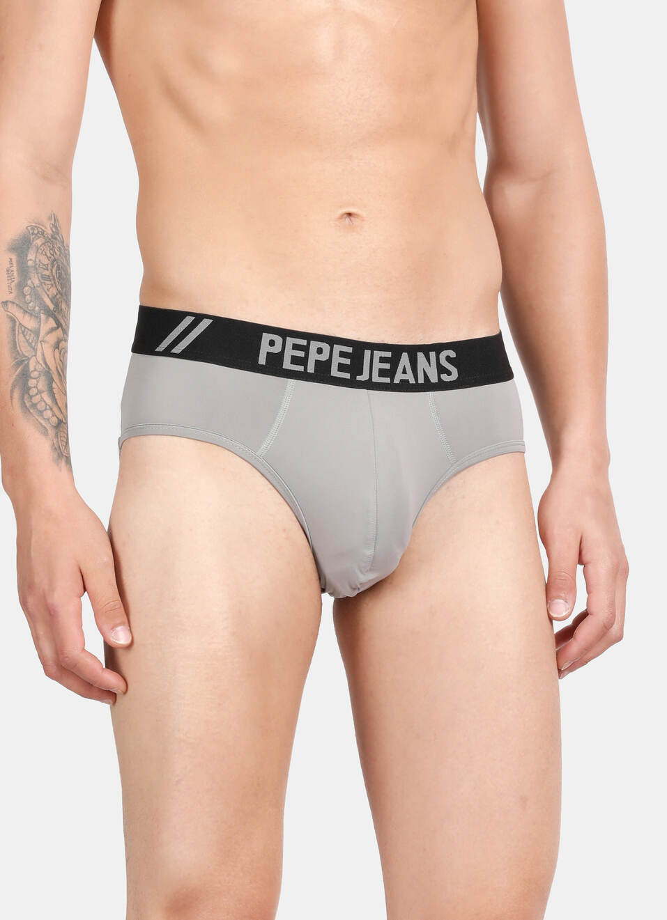 Light Grey Solid Briefs, , large image number 3