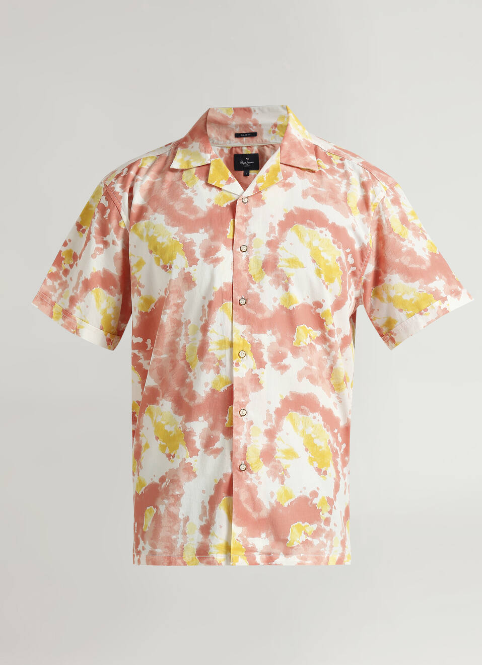 Peach Tie And Dye Print Short Sleeve Shirt, , large image number 6