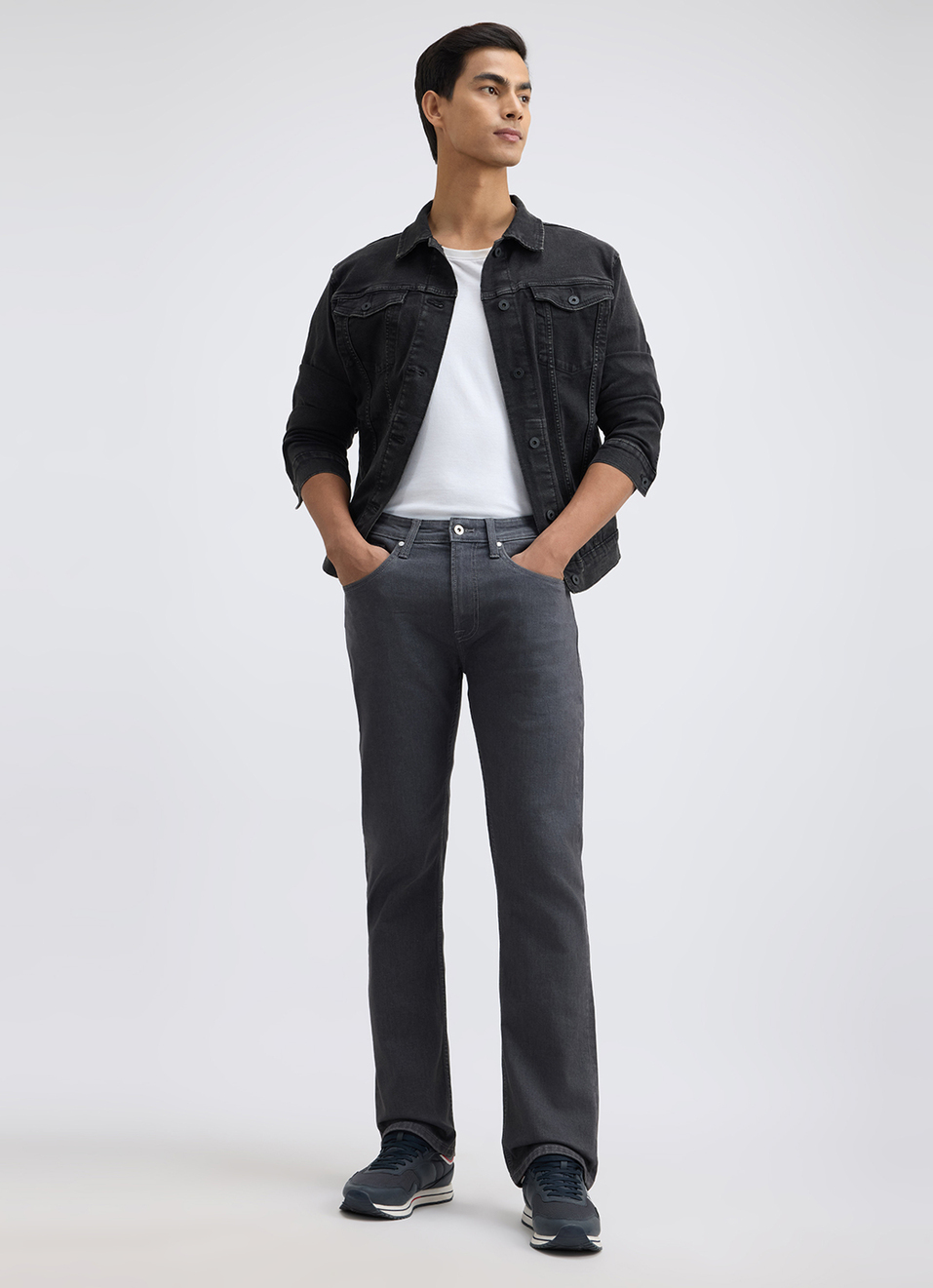 Men Grey Bootcut Fit Mid Rise All Climate Jeans, , large image number 1