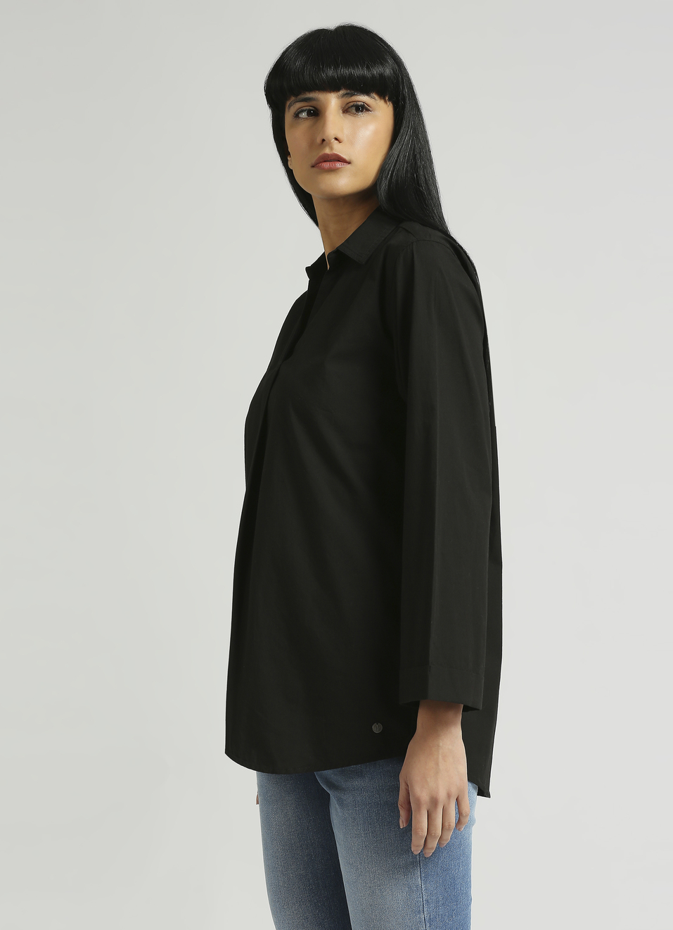 Black Bell Sleeve Shirt, , large image number 3