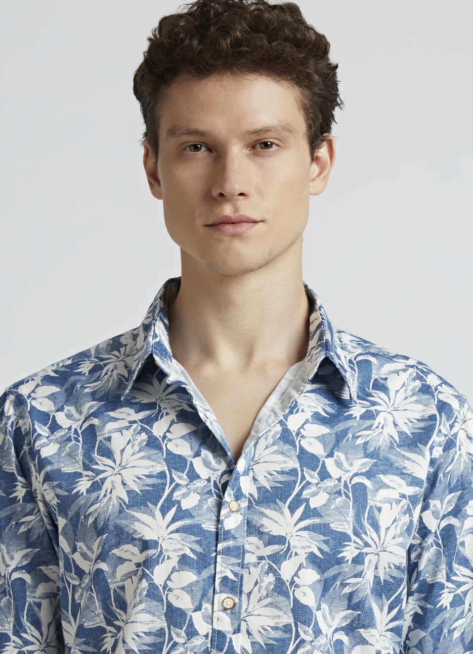 Blue Floral Print Full Sleeve Shirt, , large image number 4