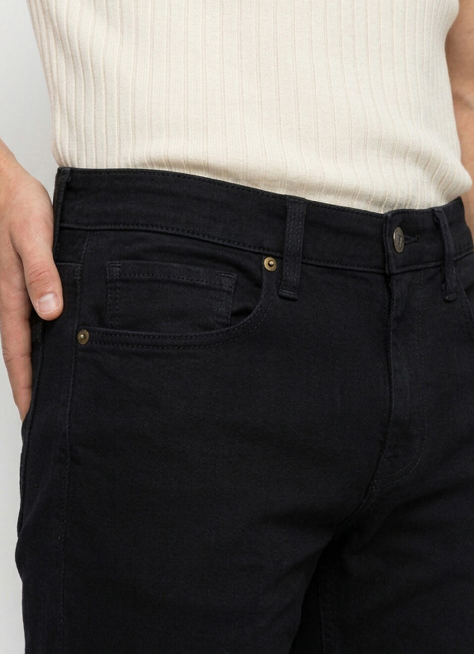 Men Black Rise Slim Fit Stretchable Jeans, , large image number 4