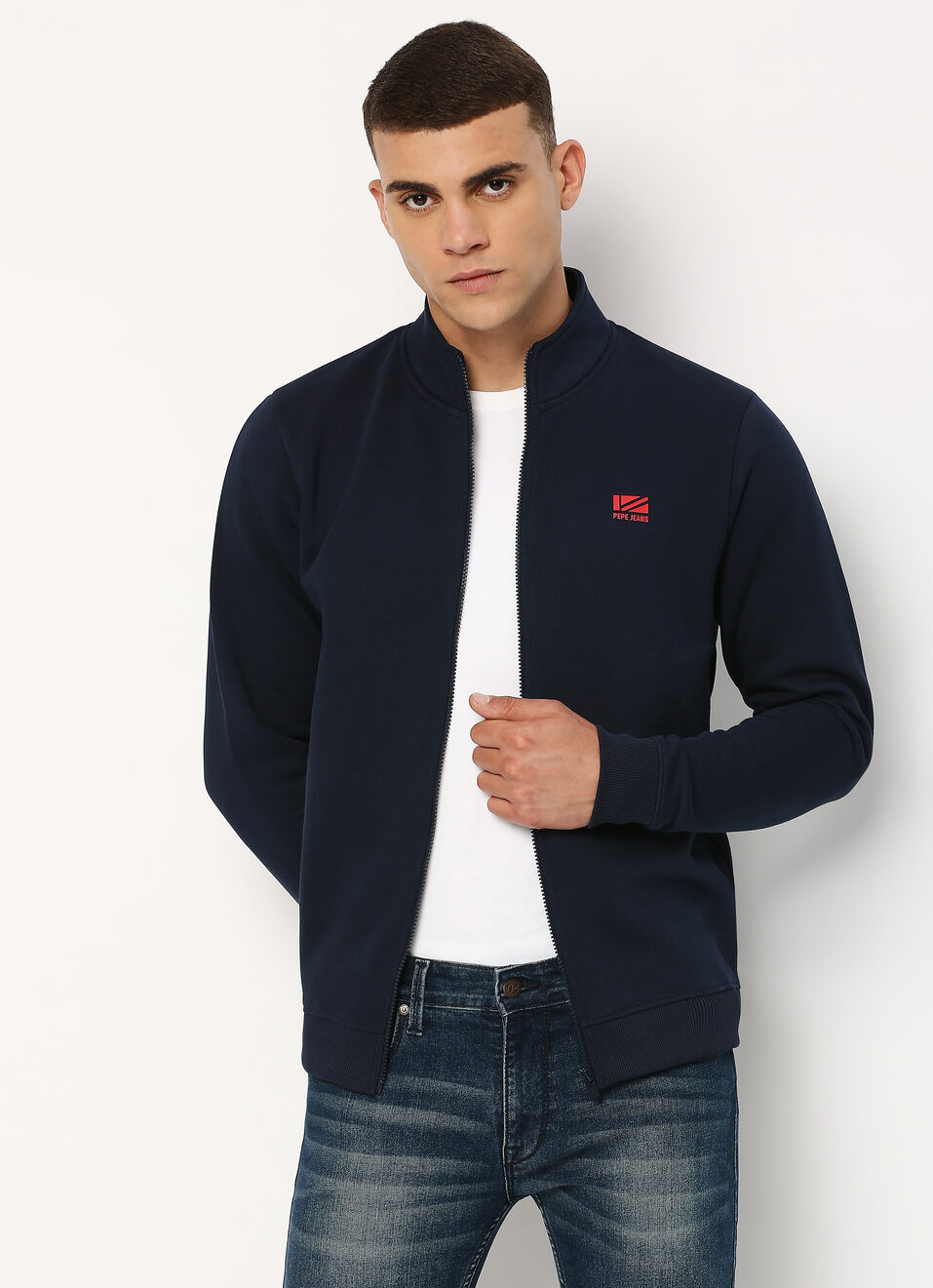 Solid Red Zip Thru Sweatshirt, , large image number 0