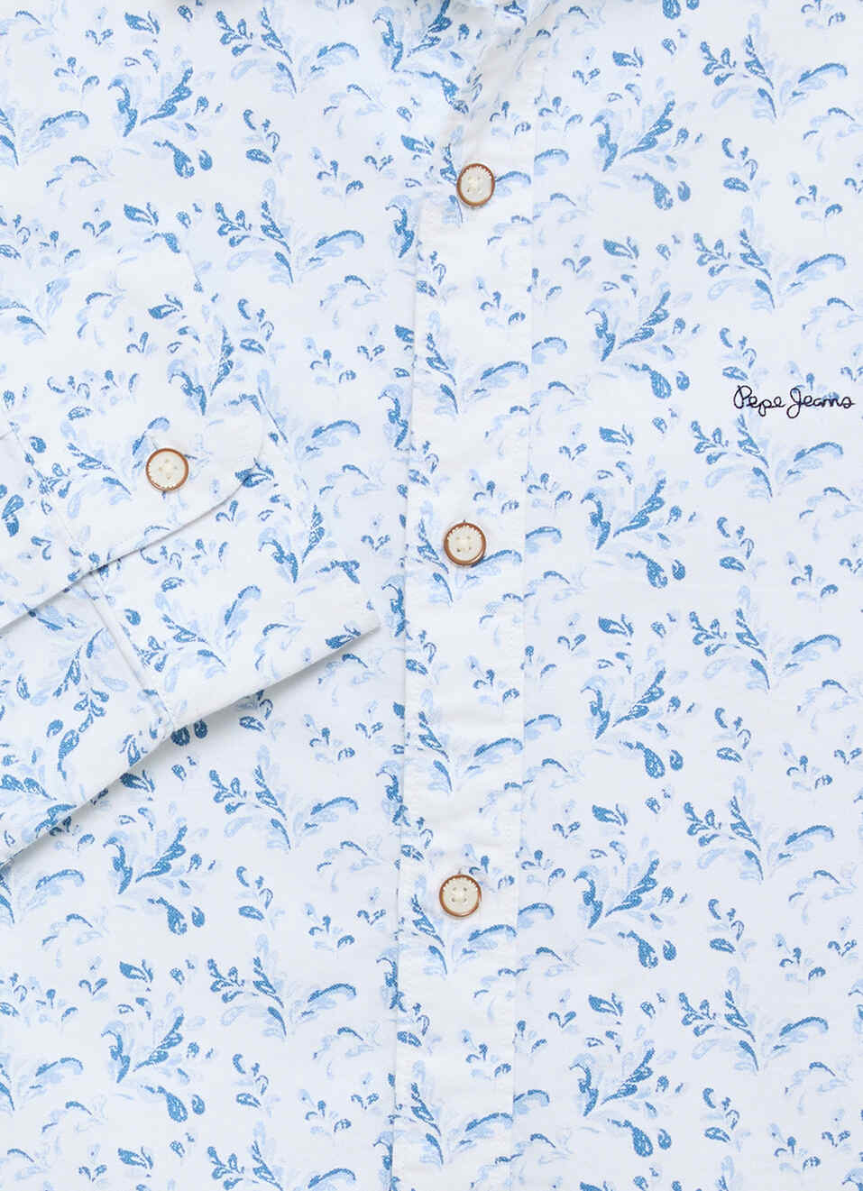 Men Blue Printed Oxford Long Sleeve Shirt, , large image number 7