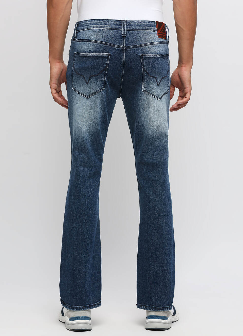 Dark Blue Mid Rise Bootcut Jeans, , large image number 2