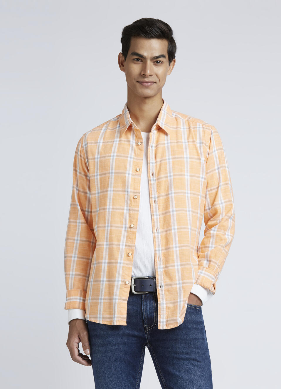 Yellow Check Full Sleeve Shirt, , large image number 0