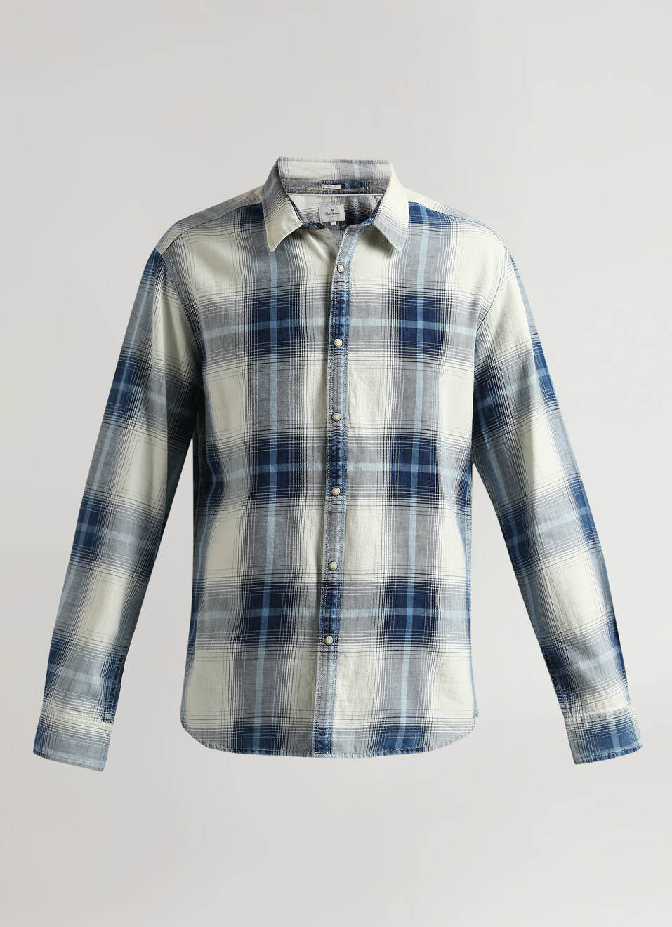 Yarn Dyed Indigo Checks Long Sleeve Shirt, , large image number 6