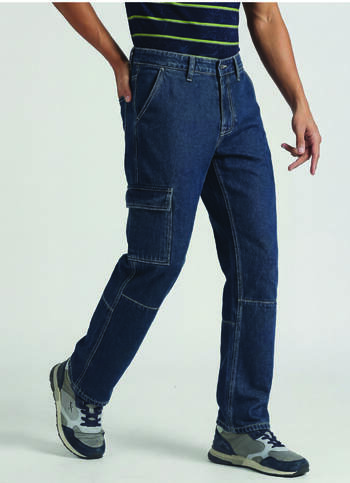 Cargo Straight Mid Rise Dark Blue Jeans