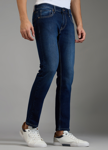 Men Blue Dark Rinse Slim Fit Mid Rise Stretchable Jeans