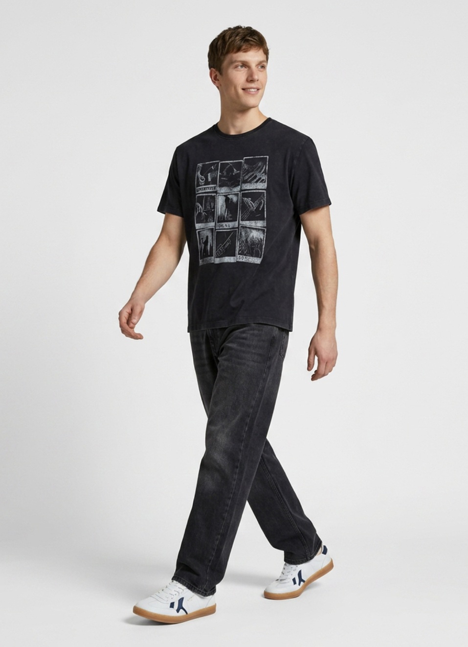 Men Grey Printed Relaxed Fit Short Sleeve T-shirt, , large image number 5