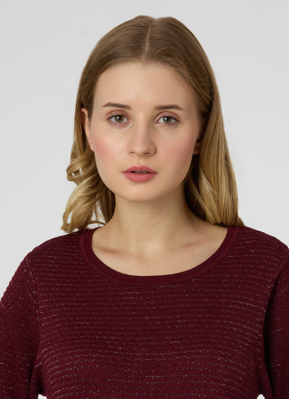 Women Red Textured Regular Fit Knit Top, , large image number 4