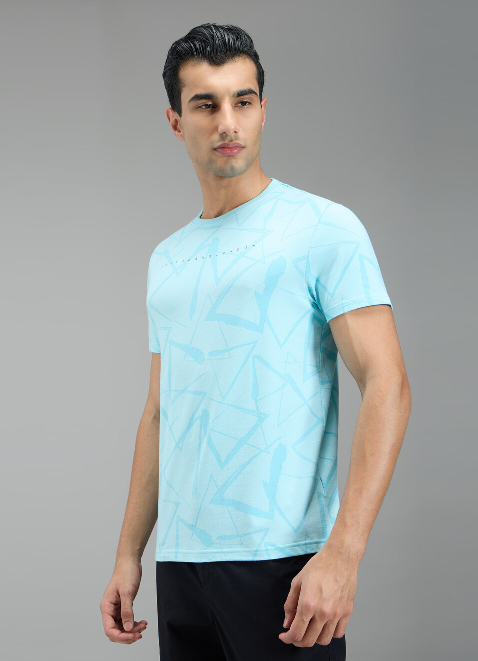 Men Blue Abstract Print Slim Fit T-shirt, , large image number 3