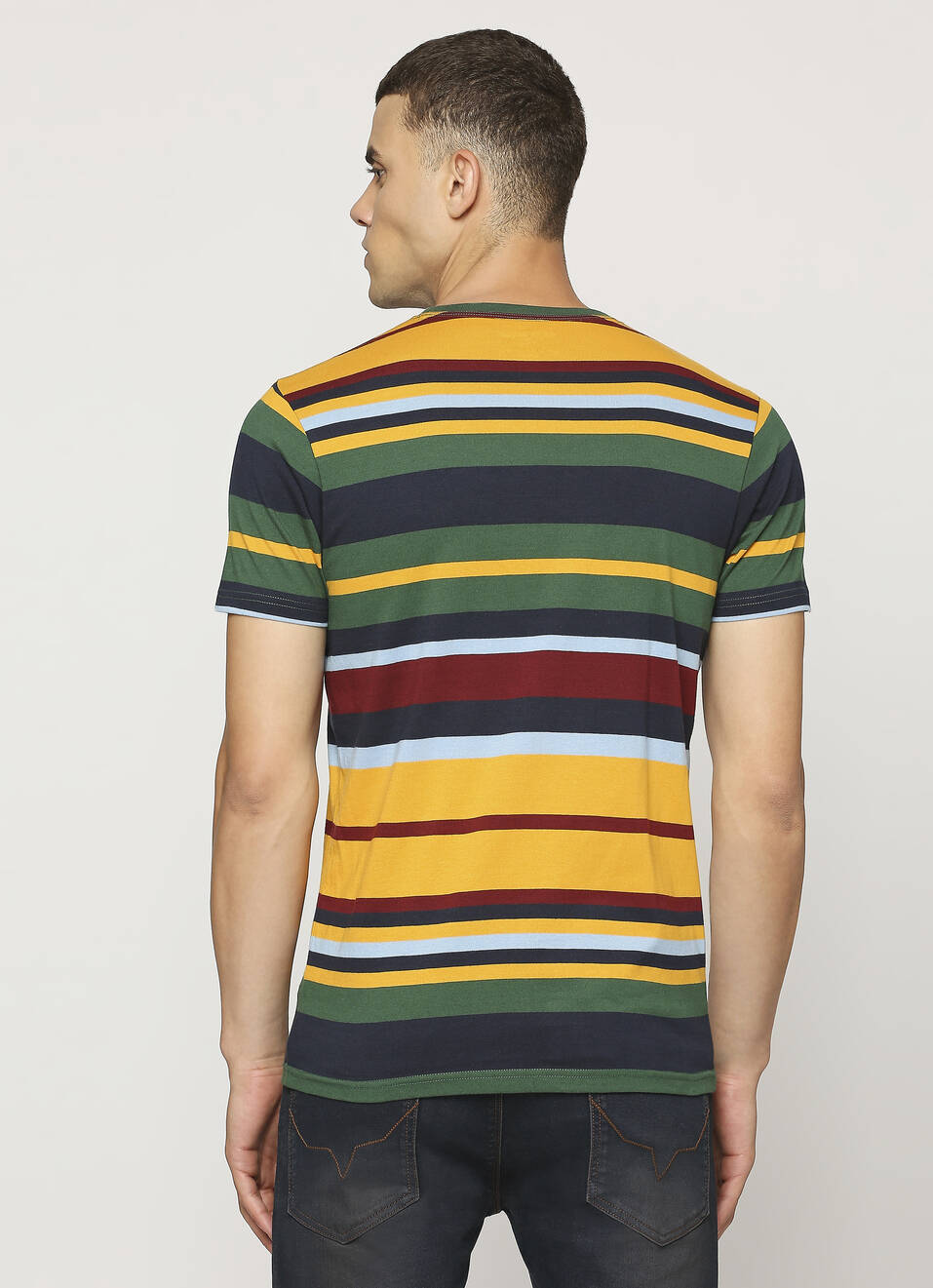 Yellow Striped Short Sleeve T-shirt, , large image number 2