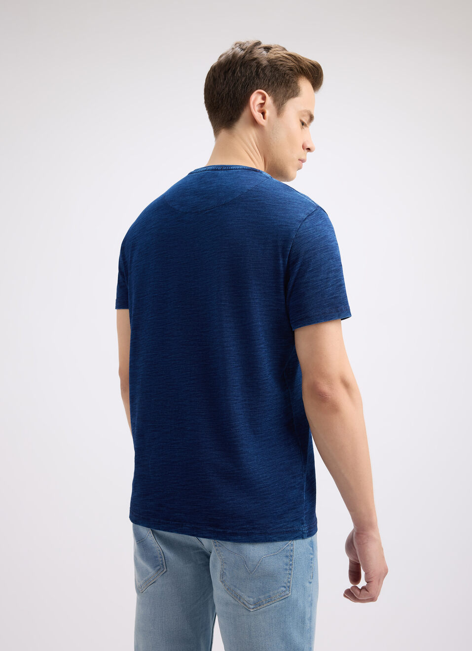 Men Indigo Photographic Print Short Sleeve T-shirt, , large image number 2