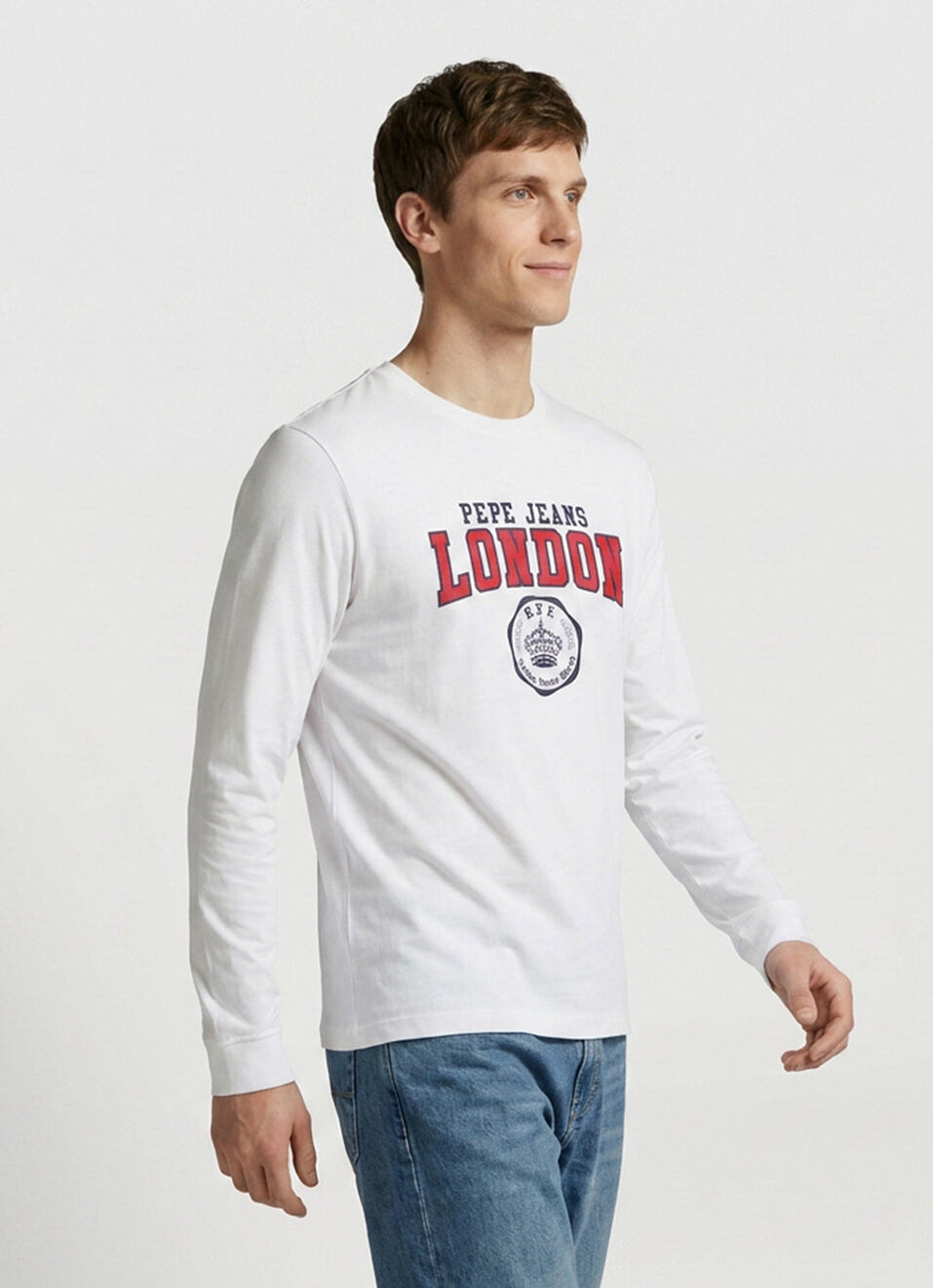 Men White Printed Slim Fit Long Sleeve T-shirt, , large image number 3