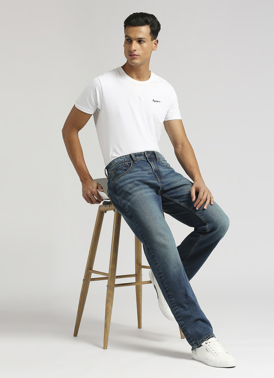 Kingston Mid Rise Dark Blue Straight Fit Jeans, , large image number 1