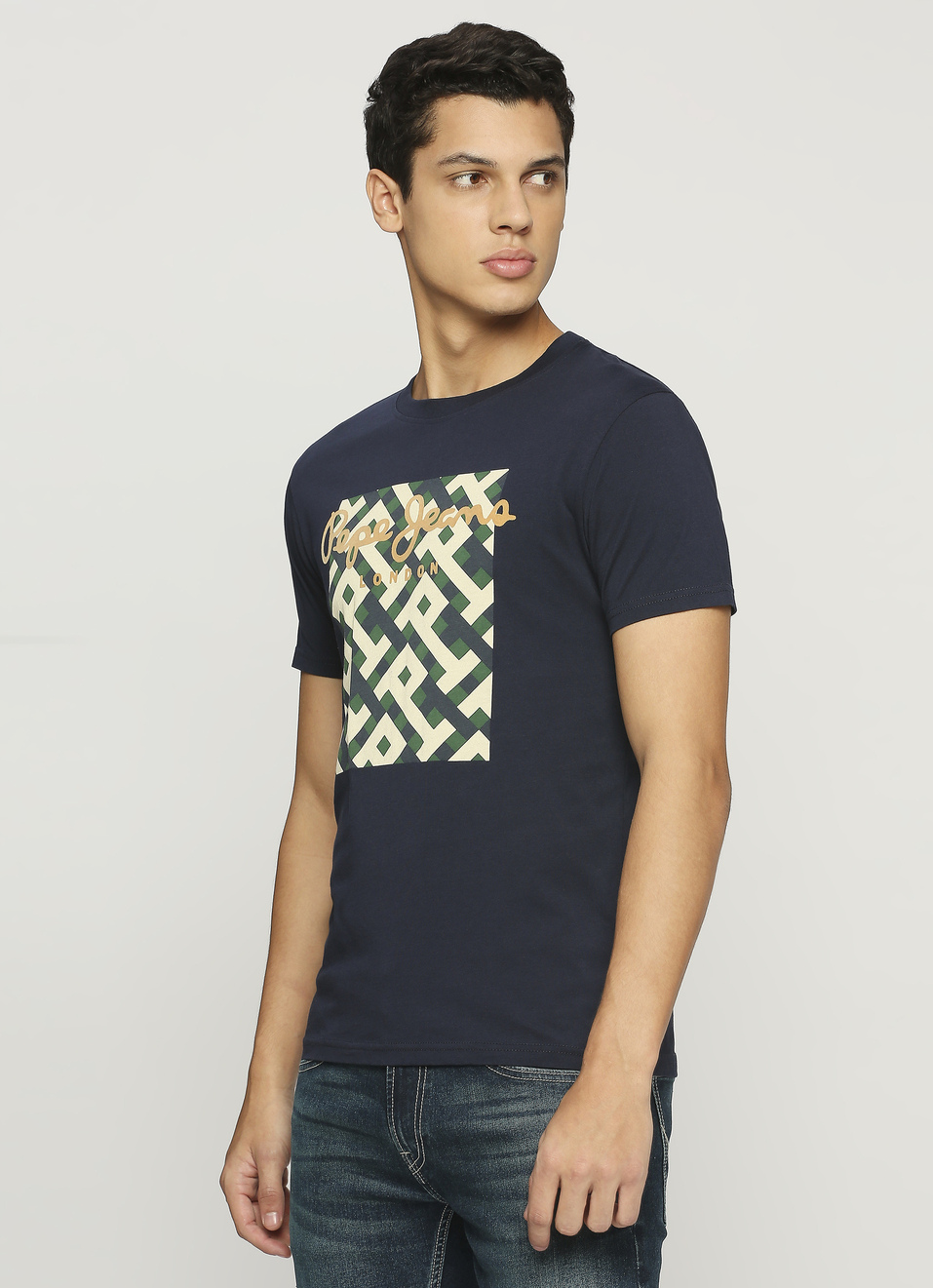 Geometric Flock Print Short Sleeve T-shirt, , large image number 3