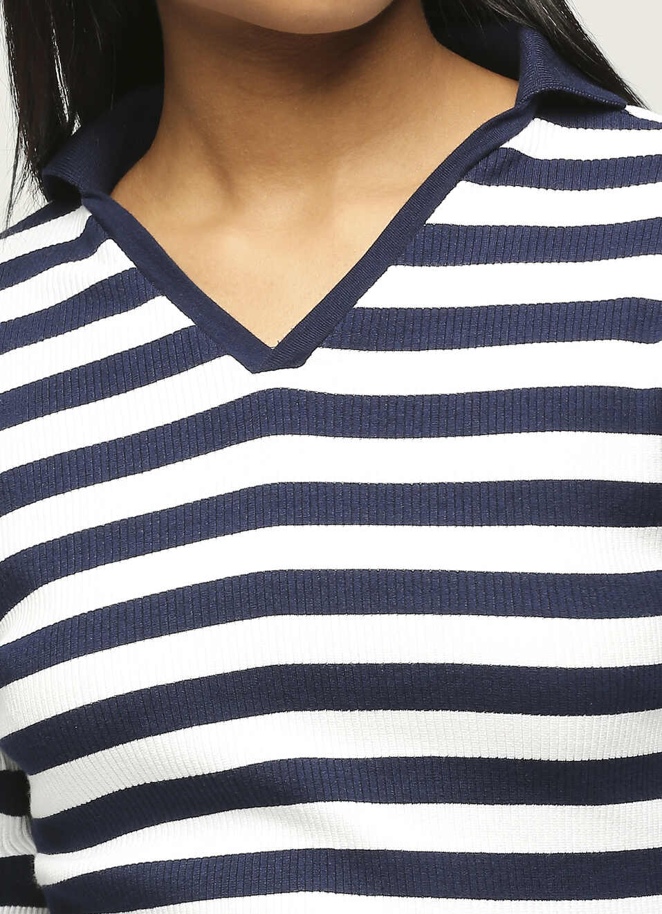 Navy Striped Full Slevee T-shirt, , large image number 4