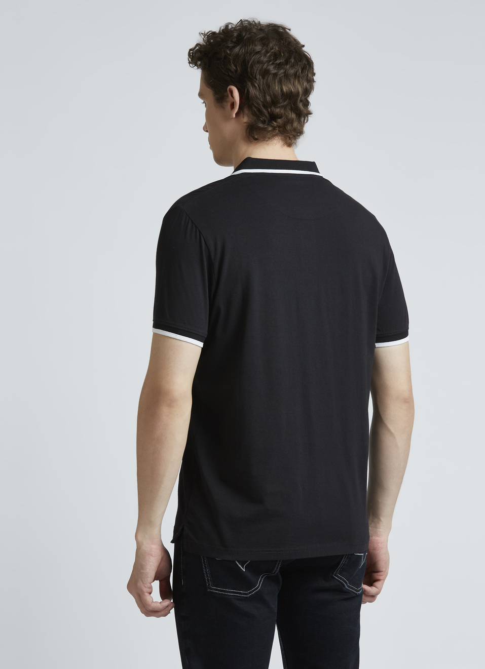 Black Graphic Print Short Sleeve Polo, , large image number 2