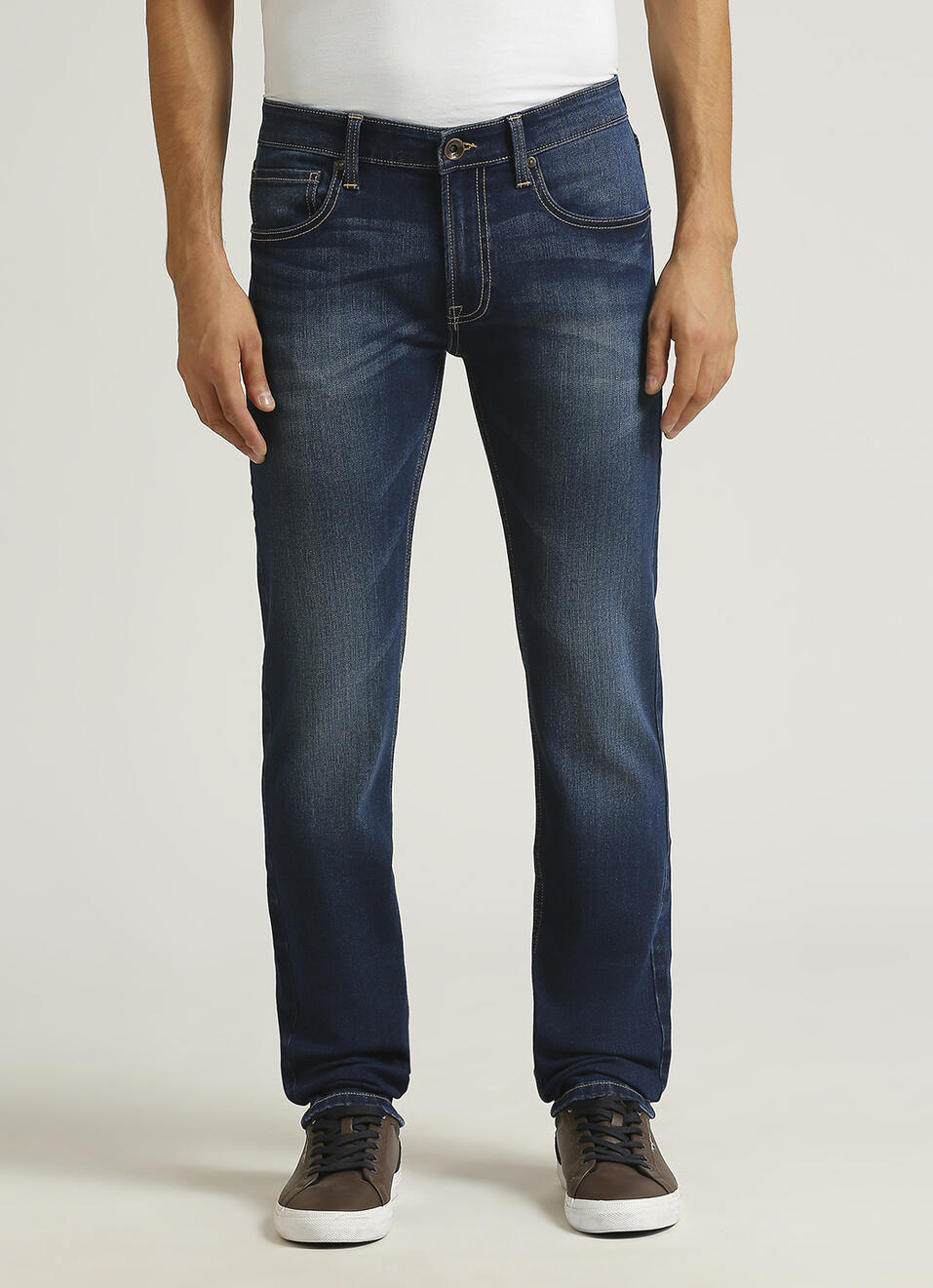 Vapour Dark Blue Mid Rise Slim Fit Jeans, , large image number 2