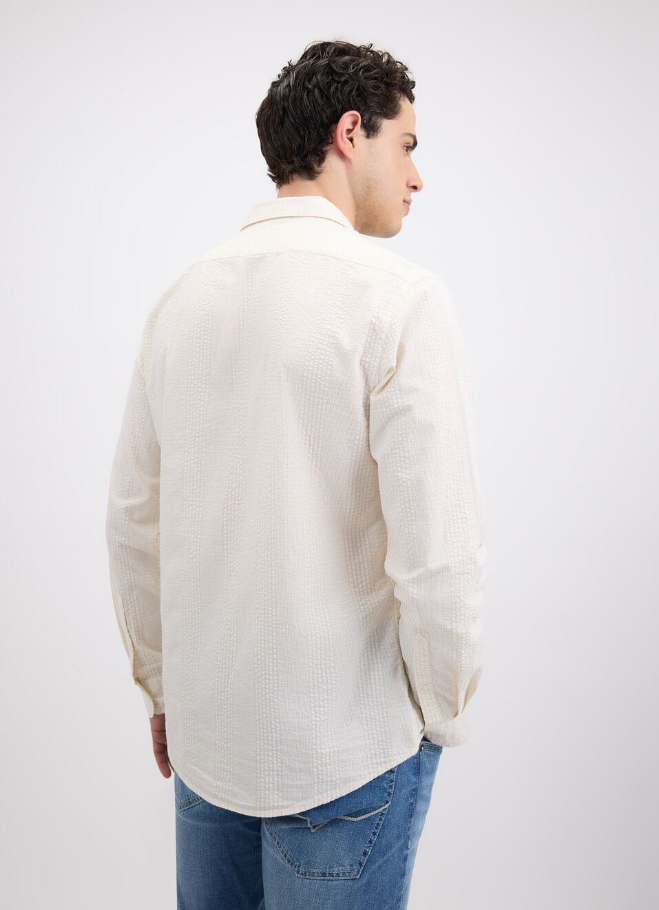 Men Beige Check Full Sleeve Shirt, , large image number 2