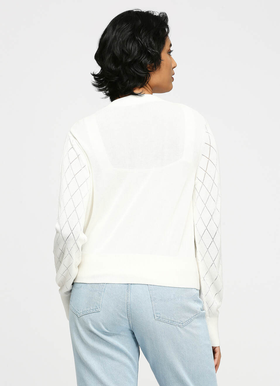 White Printed Sweater, , large image number 2