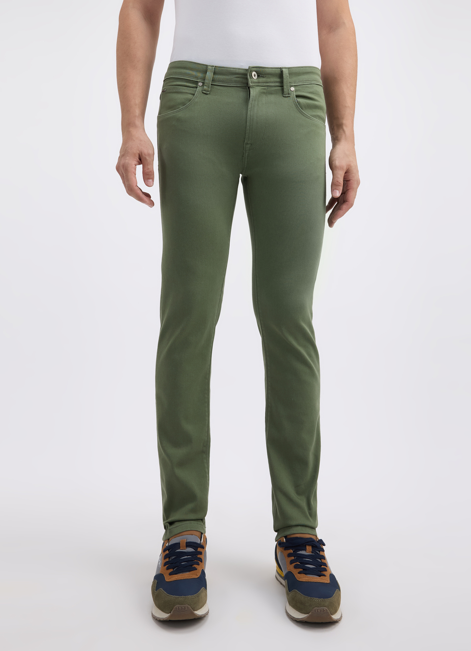 Men Green Mid Rise Slim Powerflex Jeans, , large image number 1