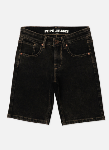 Boys  Black Mid Waist Slim Denim Shorts