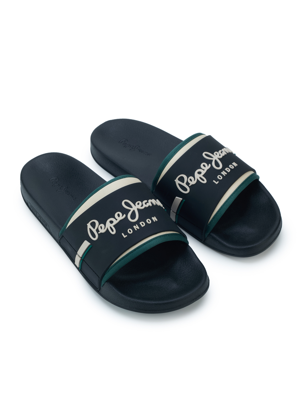Men Black Colorblock Slip-on Slides, , large image number 2