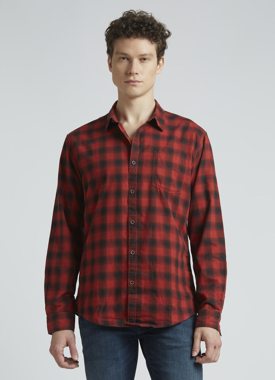 Rust Checks Cotton Tencel Full Sleeve Shirt, , large image number 1