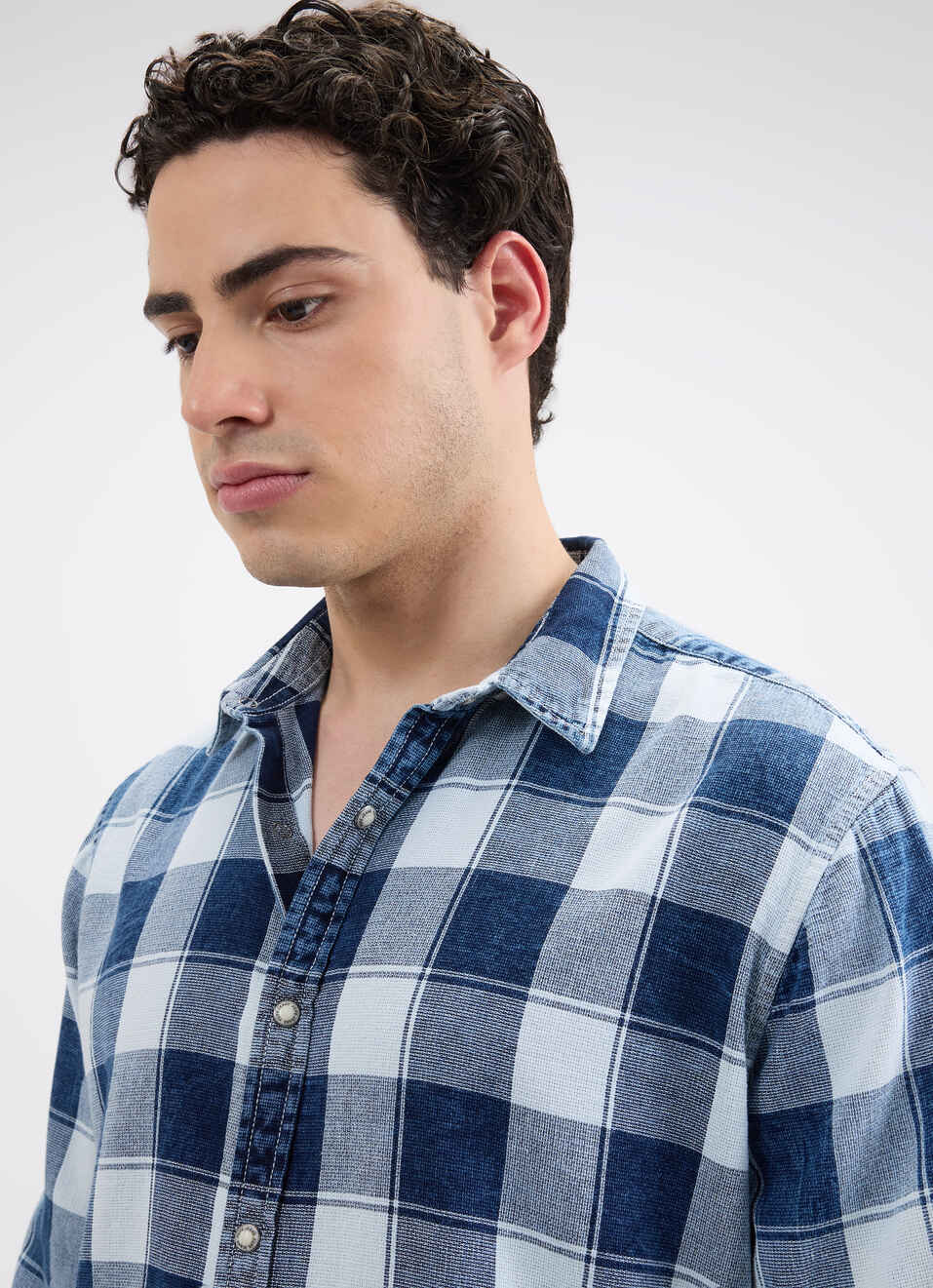 Men Indigo Check Full Sleeve Shirt, , large image number 4
