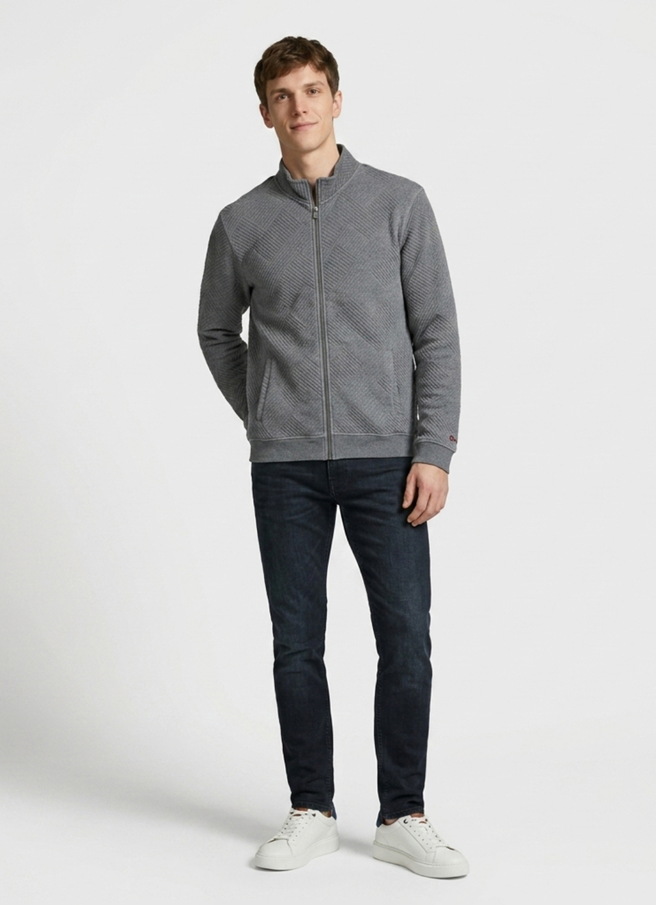 Men Grey Solid Full Sleeve Sweatshirt, , large image number 5