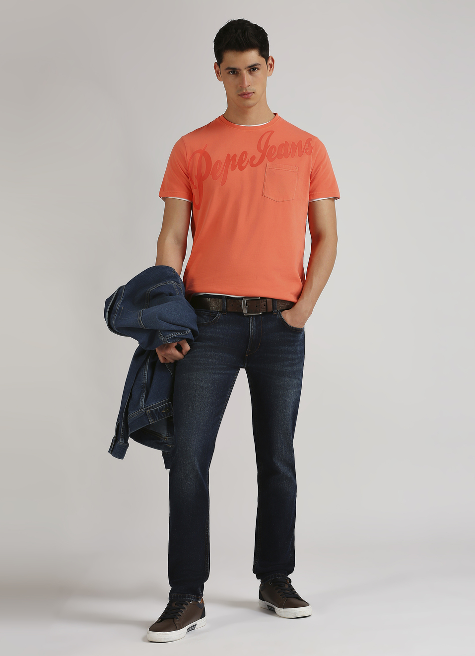 Peach Single Pocket Overdyed Short Sleeve T-shirt, , large image number 5