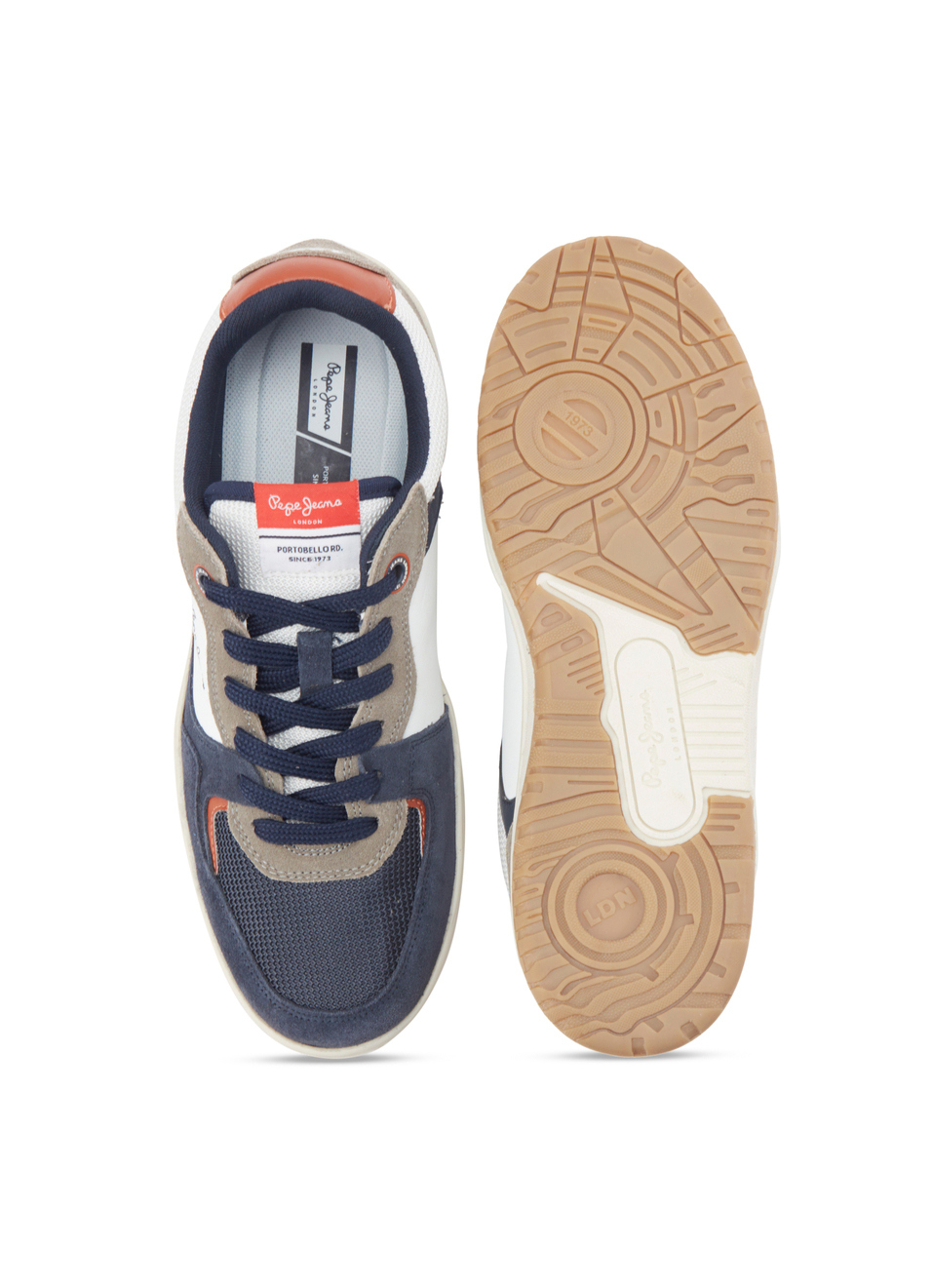 Navy And Grey Retro Anti-skid Cupsole Sneakers, , large image number 4
