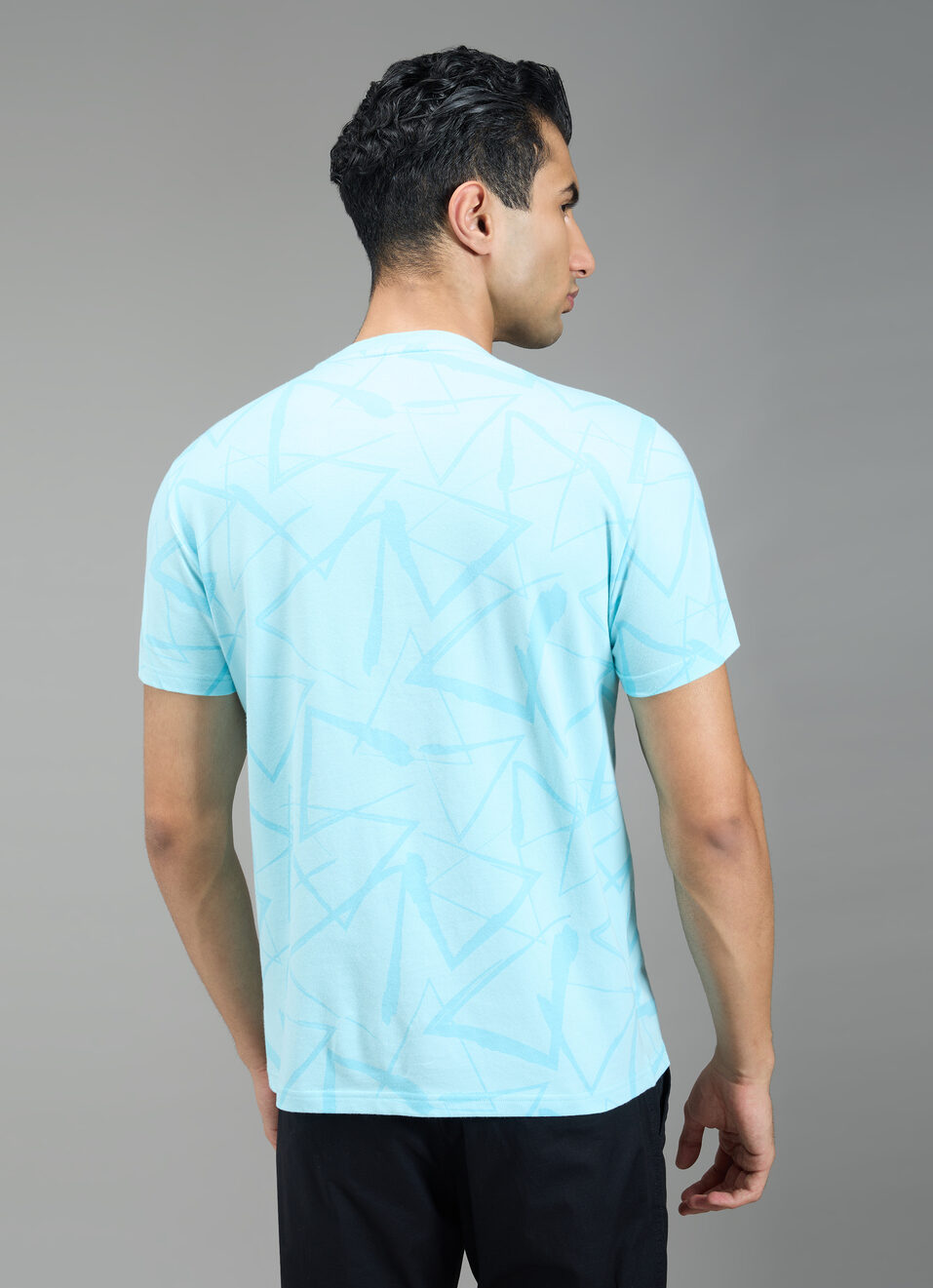 Men Blue Abstract Print Slim Fit T-shirt, , large image number 2