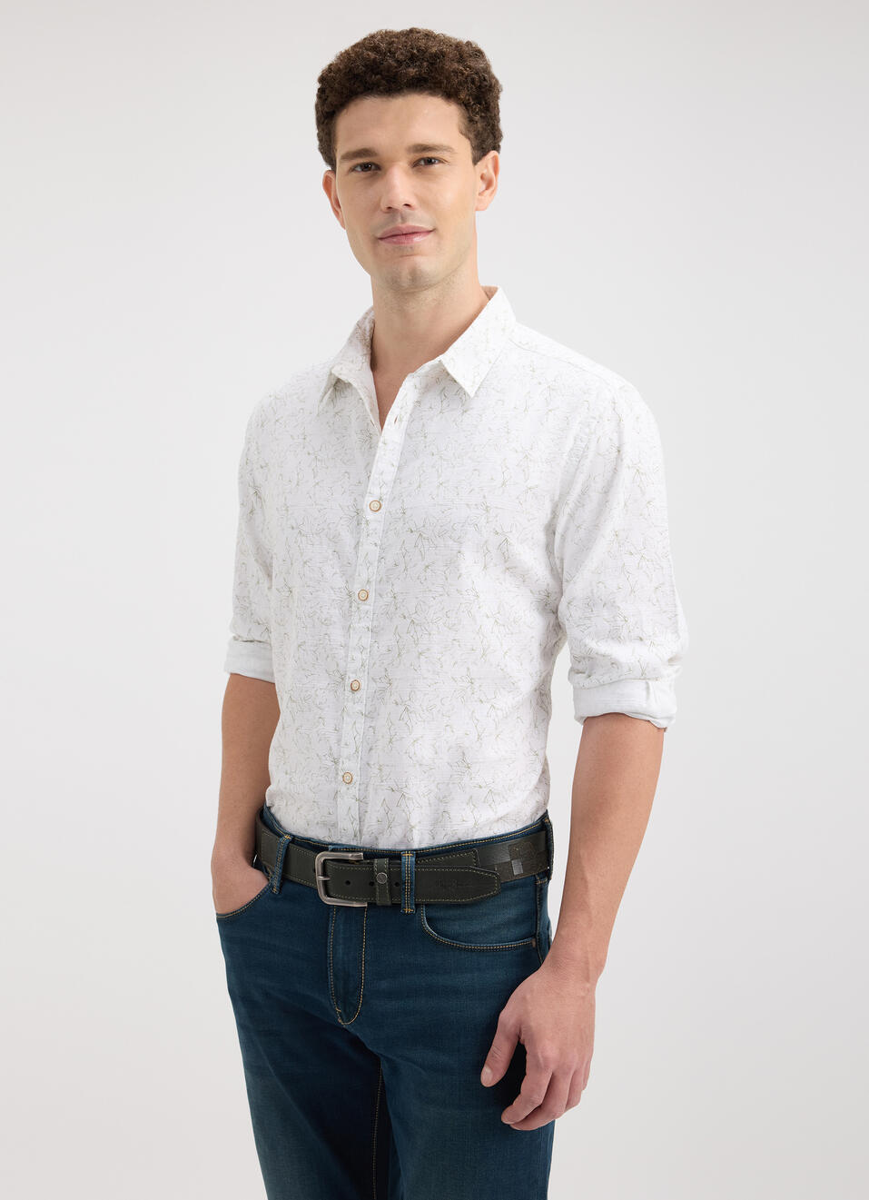 Men White Printed Full Sleeve Shirt, , large image number 0