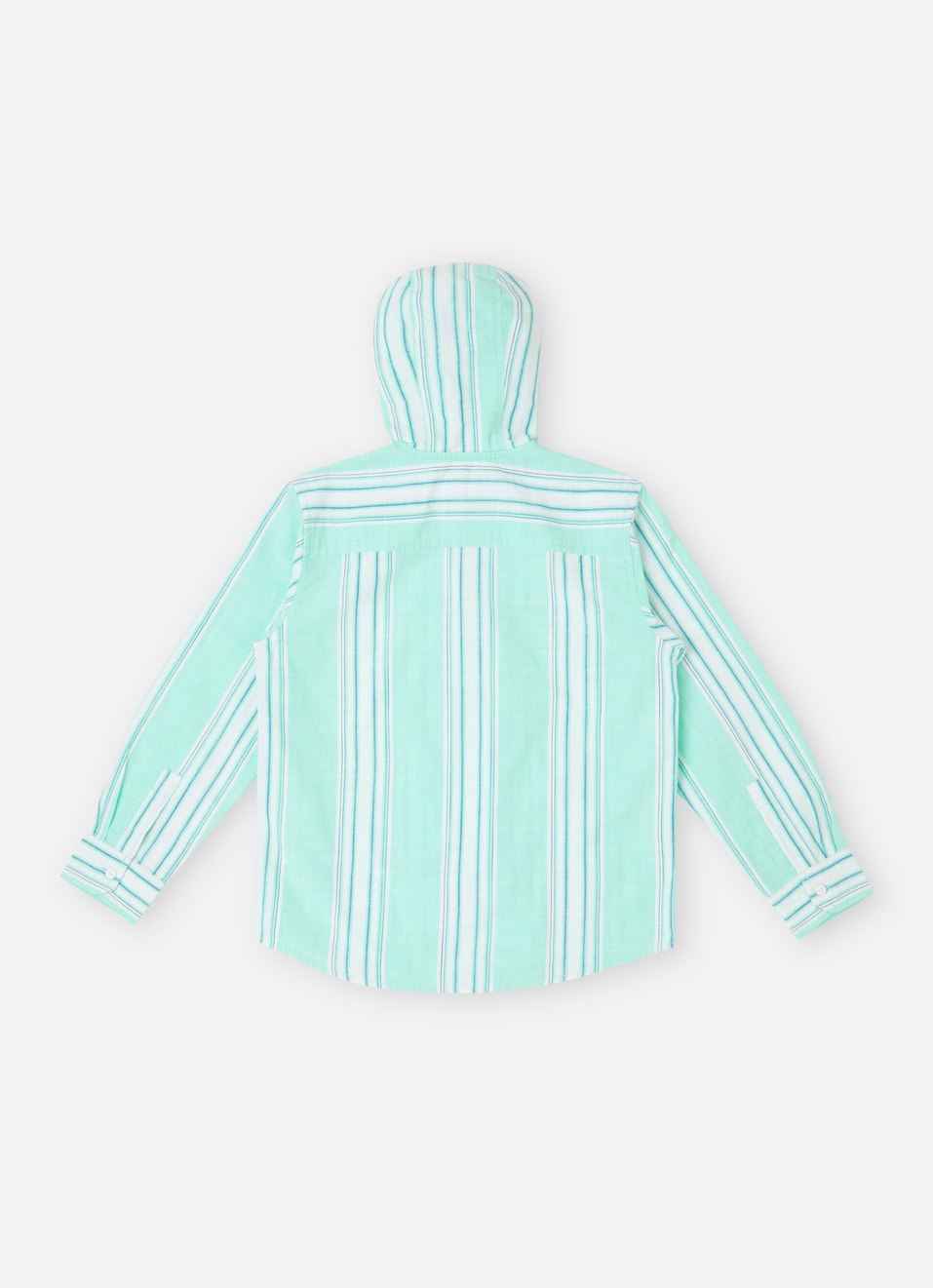 Boys Aqua Stripes Hooded Kangaroo Pocket Long Sleeve Shirt, , large image number 1