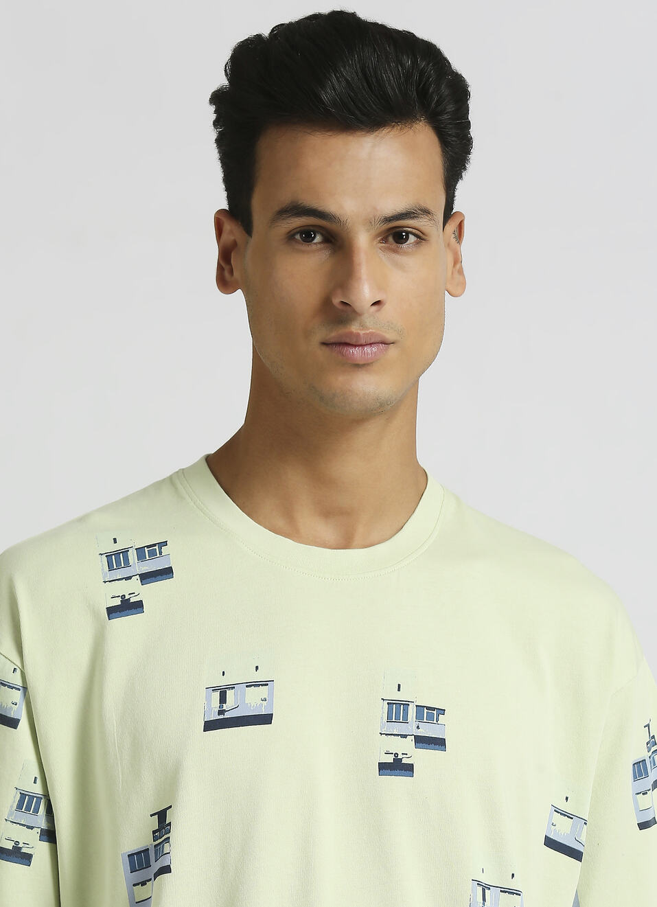 Green Graphic Print Oversized Short Sleeve T-shirt, , large image number 4