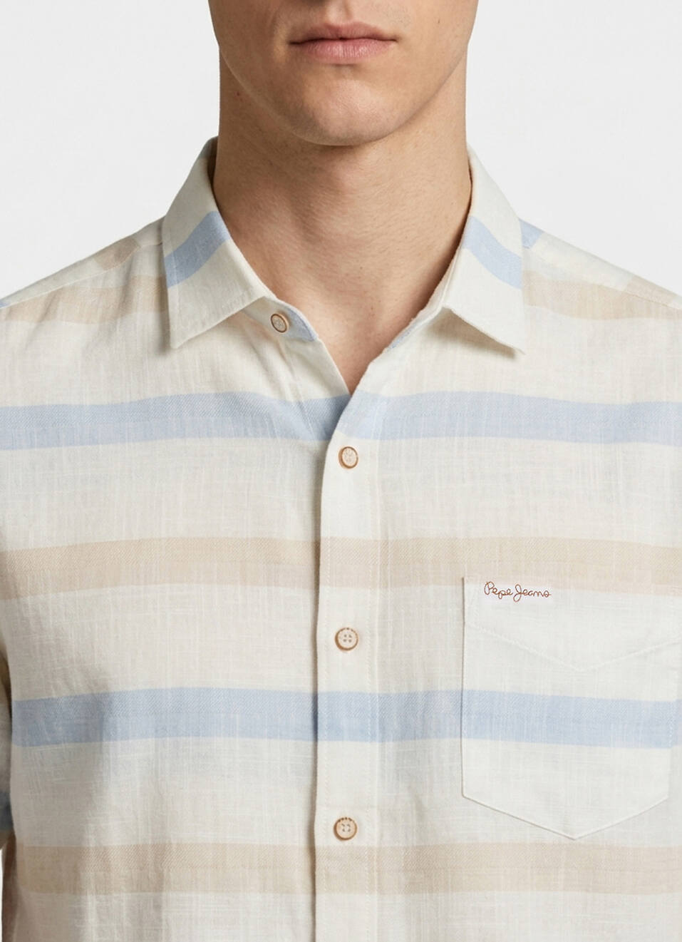 Men Blue Striped Short Sleeve Shirt, , large image number 4